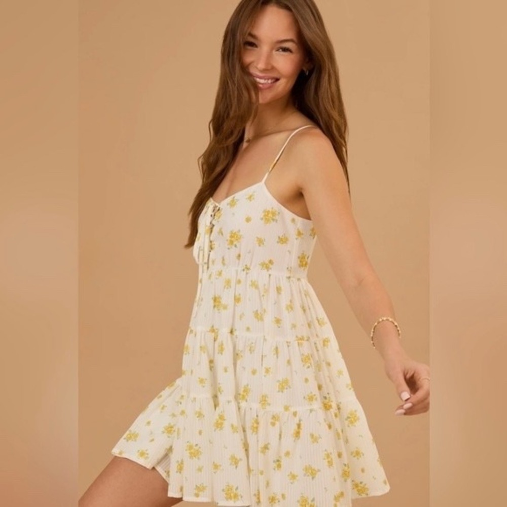 Altar'd State NWT Floral Mini Dress Small | White & Yellow | MSRP $74